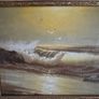 Vintage Framed Oil Painting - Coastal Seascape & Waves (31.5 x 26.5 cm) Image 2