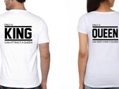 Funny King Queen Couple Tees Tops T-shirts Great Gift Present For Valentines Day Idea