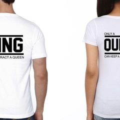Funny King Queen Couple Tees Tops T-shirts Great Gift Present For Valentines Day Idea