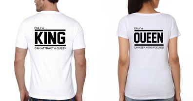Funny King Queen Couple Tees Tops T-shirts Great Gift Present For Valentines Day Idea