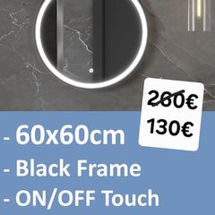 LED Bathroom Mirror Black Frame Demister