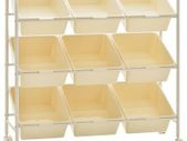 _9-Basket Toy Storage Trolley White Plastic