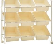 _9-Basket Toy Storage Trolley White Plastic