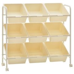 _9-Basket Toy Storage Trolley White Plastic