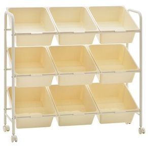 _9-Basket Toy Storage Trolley White Plastic