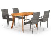 5 Piece Garden Dining Set Grey