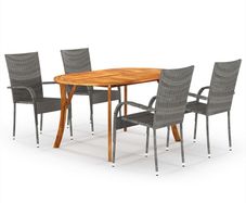 5 Piece Garden Dining Set Grey