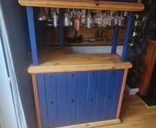 Mexican pine/ Navy L shaped home bar
