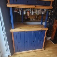 Mexican pine/ Navy L shaped home bar
