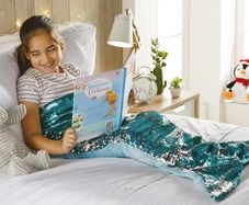 NEW Reversible Sequin Mermaid Tail Kids Blanket