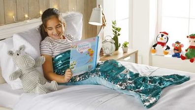 NEW Reversible Sequin Mermaid Tail Kids Blanket