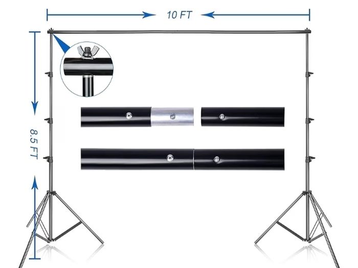White Backdrop with Stand, 8.5x10ft 2.6x3m Photography Background Support Kit with 10x12ft (3x3.6m Screen for Portrait, Video, Shooting, Photo, Studio