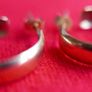Vintage 9K Gold 375  Shiny Open End Round Hoop Earrings 1,32g Image 7