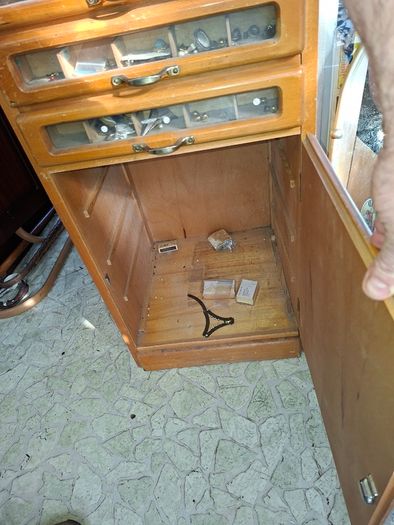 Beautiful Rare Old MEZ Progress Advertising Cabinet with Numbered Drawers 1 to 10 with Contents