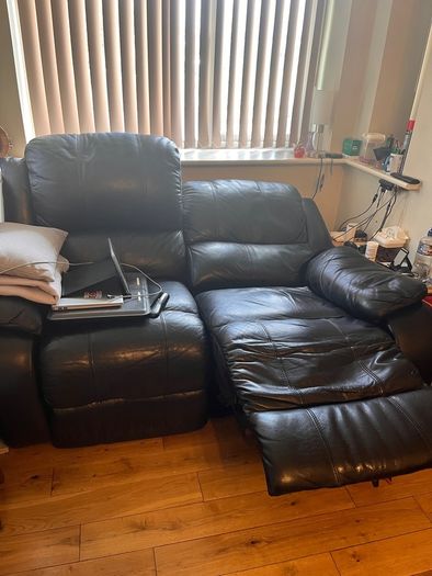 2 seat leather electric reclining sofa
