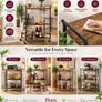 Serving Trolley with Wine Rack & Glass Holder  3 Tier Rustic Brown & Black Bar Cart Image 3