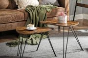 _Coffee Table, Set of 2 Side Tables for Living or Dining Room, Bedroom, Industrial Design Vintage