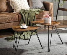 _Coffee Table, Set of 2 Side Tables for Living or Dining Room, Bedroom, Industrial Design Vintage