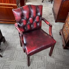 Fabulous vintage deep oxblood button back occasional chair