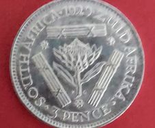 South Africa 1929 UNCIRCLULATED 3 pence Silver Coin
