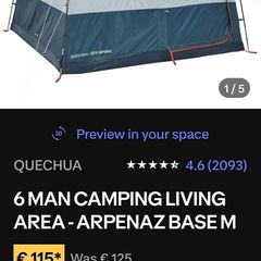 Quechua Arpenaz Base M 6-Person Camping Living Area