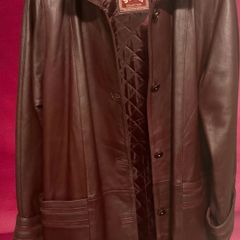 Vintage Burgundy Genuine Leather Coat - Size 46
