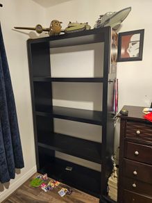 Large black shelfing unit