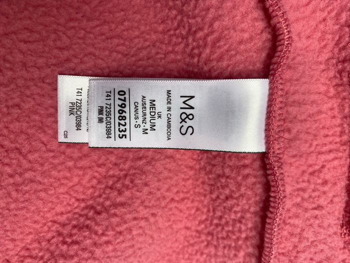 M&S Pink Fleece Jacket Size Medium