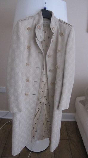 Stunning Karen Millen Military Style Coat Beige Grey Size UK 8