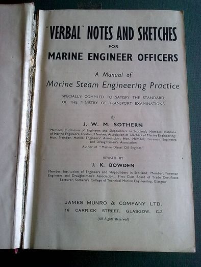 Verbal Notes and Sketches for Marine Engineer Officers 2 volumes complete