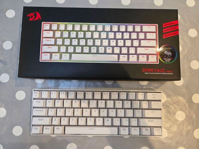 Redragon K530 Pro White Gaming Keyboard Wireless RGB Mechanical Brown Switches
