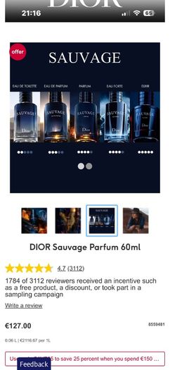 DIOR Sauvage parfum for him