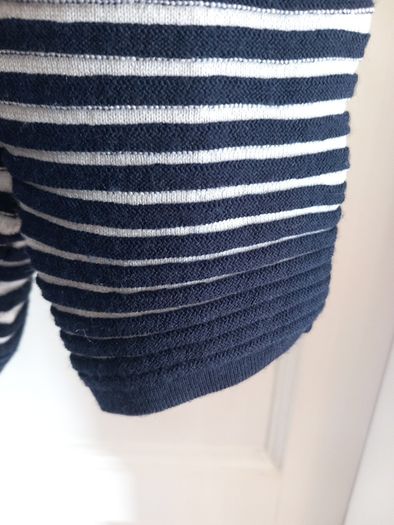 Cos Navy/Cream 100% Wool  Cardigan Size S