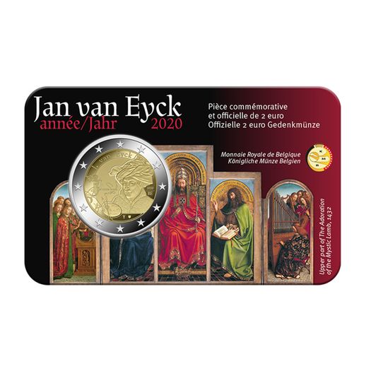 Belgium 2 Euro Commemorative Coin 2020 - Jan van Eyck. Coincard. BU