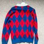 Knitted Polo shirt in blue white and red color Image 6