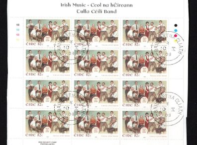 2008 Ireland Irish Music 82c Tulla Ceili Band Commemorative Stamps Sheetlet Plate 1B1B1B1B Fine CDS Used with Dublin cancel of 26th June 2009 (First day of issue)