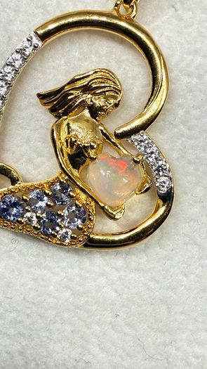 Silver Mermaid in Heart Pendant by Harry Ivens