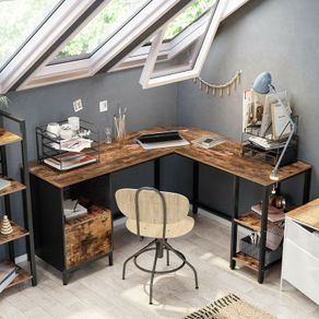 New L Shape Desk With 2 Shelves & A Drawer - FREE P&P