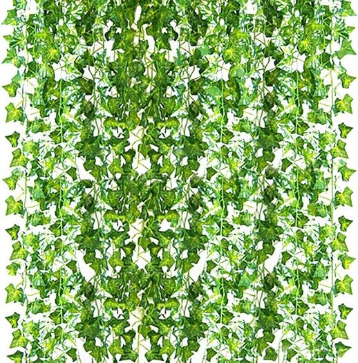 FREE EXPRESS SHIPPING 12 Pack Artificial Ivy Fake Vines for Bedroom Aesthetic, 84 Feet, Greenery Leaves UV Resistant, Hanging Plant Decoration for Wedding, Party, Garden, Office, Wall. Vine Garland
