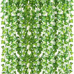 FREE EXPRESS SHIPPING 12 Pack Artificial Ivy Fake Vines for Bedroom Aesthetic, 84 Feet, Greenery Leaves UV Resistant, Hanging Plant Decoration for Wedding, Party, Garden, Office, Wall. Vine Garland