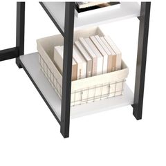 Computer Desk with Full Monitor Stand,120 cm Home Office Desk with Reversible Storage Shelves,Small Study Desk with Headphone Hook and Cup Holder,White
