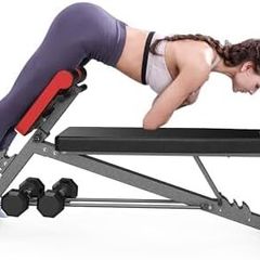 Multi-Functional Weight Bench with Roman Chair for Home Gym 8 Back Extension Levels, Flat Decline Modes, Full-Body Training, Bench Press, Sit Ups, Thick Pad, Free Workout Chart Included