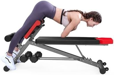 Multi-Functional Weight Bench with Roman Chair for Home Gym 8 Back Extension Levels, Flat Decline Modes, Full-Body Training, Bench Press, Sit Ups, Thick Pad, Free Workout Chart Included