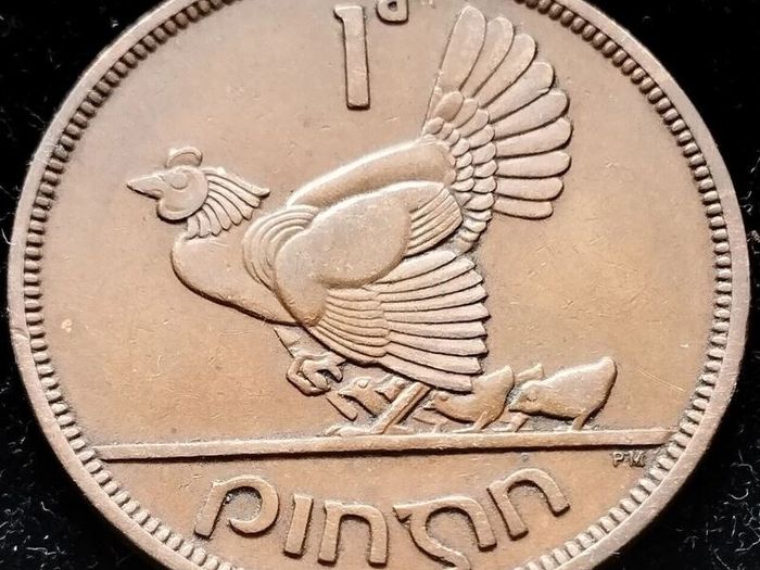 [#64] - Ireland 1946 | Irish 1d | One Penny | Hen with Chicks | KM.11