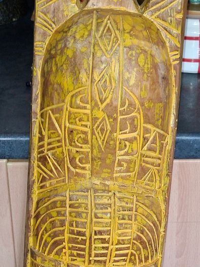 A Large Traditional Hand Carved Wood Shield Totem, Postage Available or collection, Measurements are in the photo's