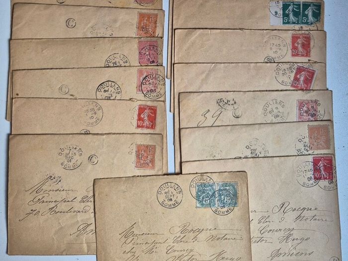 Antique Collection: 10 Vintage French Handwritten Letters Envelopes 1901-1910 Beautiful Calligraphy Paris Hotel History Ephemera Lot