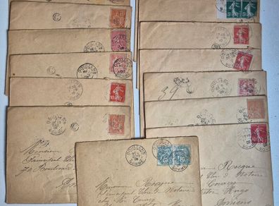Antique Collection: 10 Vintage French Handwritten Letters Envelopes 1901-1910 Beautiful Calligraphy Paris Hotel History Ephemera Lot
