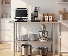 Stainless Steel Food Prep Table Workstation with Adjustable Undershelf  6 x 122 cm