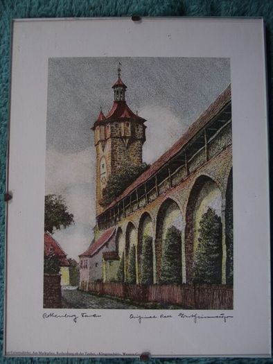 8 X Signed etchings of Rothenburg W. Germany by Ernst Geissendorfer - Circa 1950's