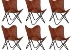 Butterfly Chairs 6 pcs Brown Kids Size Real Leather
